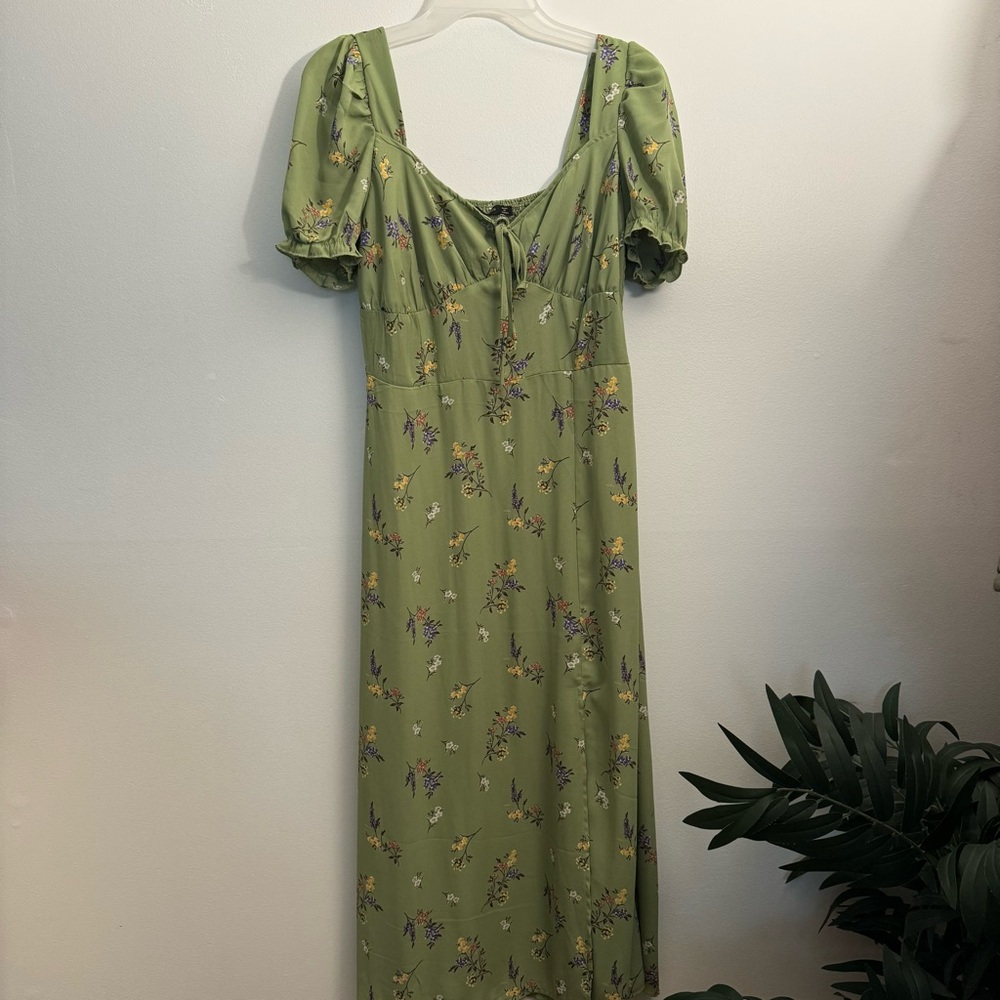 Green floral dress